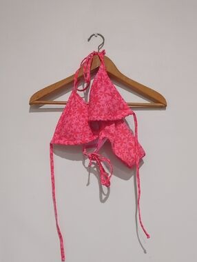 SHEIN Hot Pink Floral Triangle Bikini Set